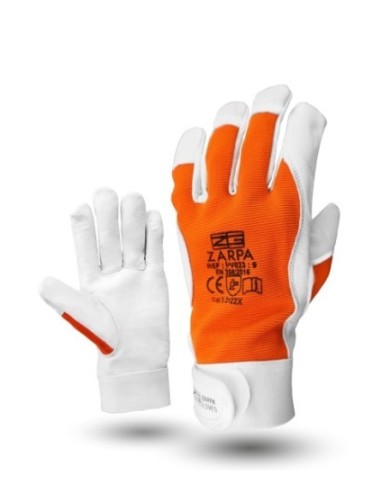 GUANTE CABRA DORSO EXPANDEX NARANJA T/8