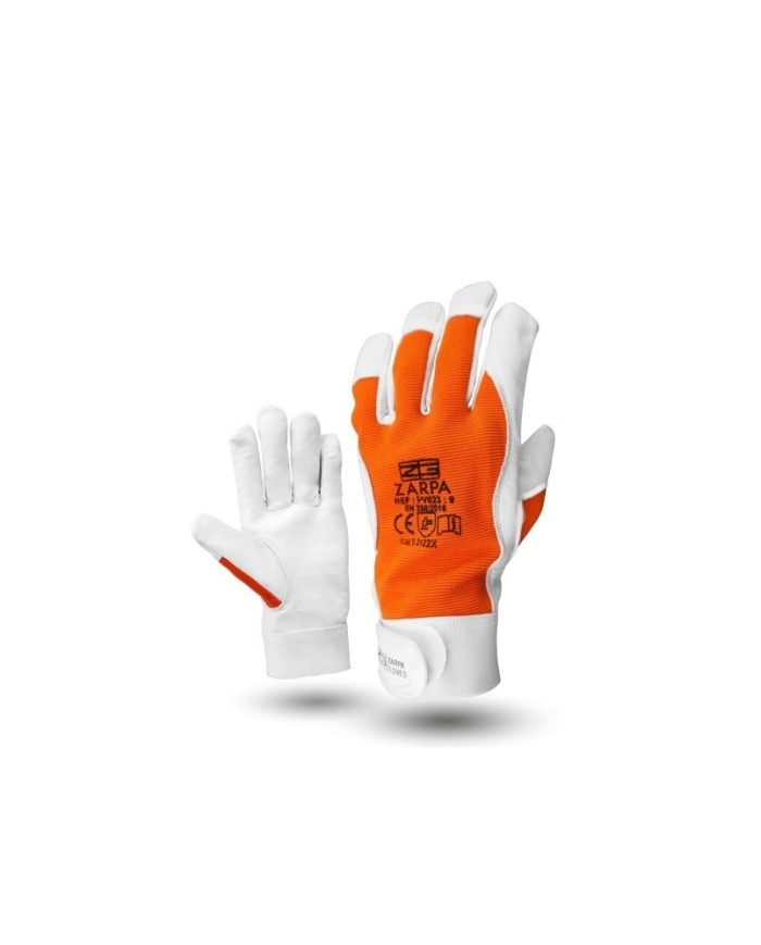 GUANTE CABRA DORSO EXPANDEX NARANJA T/8